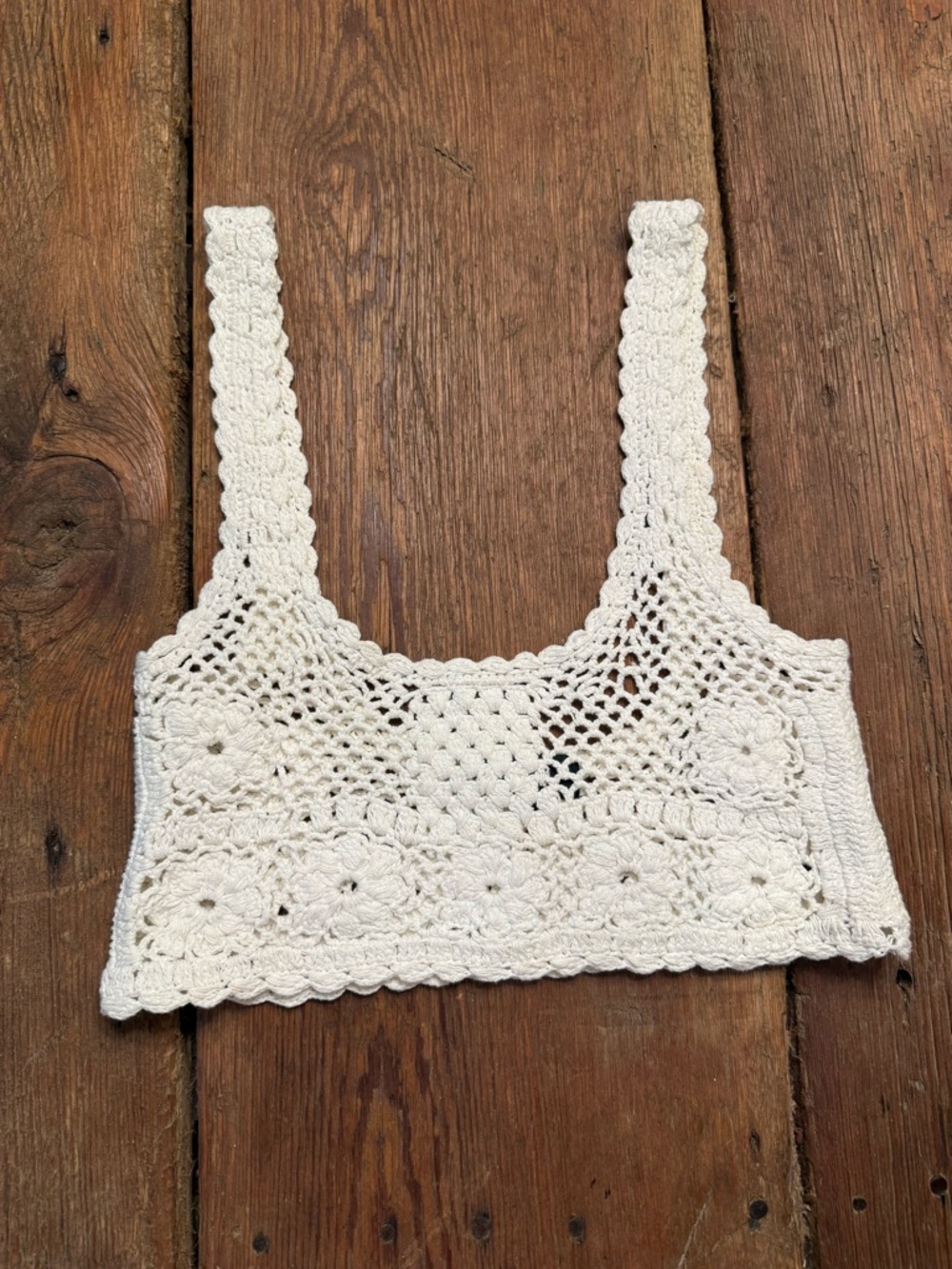 Majorelle white cropped crochet tank